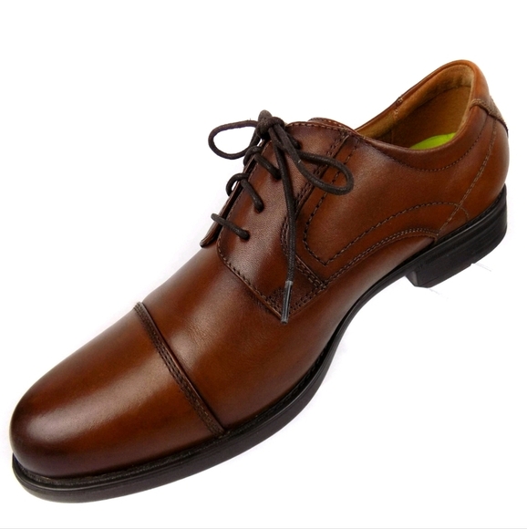 Florshein Cap Toe Dress Oxford SHOES Cognac Lace Up Size 9D Like NEW - Picture 11 of 12